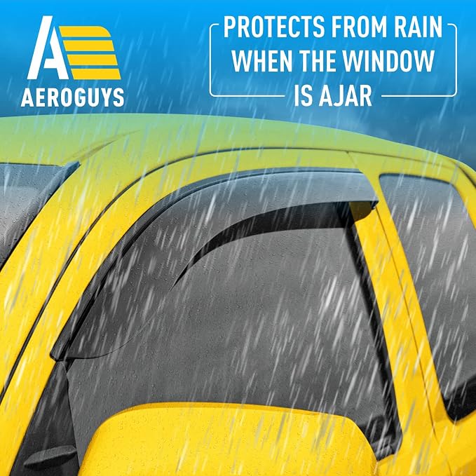 Extra Durable Window Deflectors Tape-On Visors Rain Guards Fit for Toyota Tacoma 2016-2023 Access Cab/Double Cab, Sun Visors, Wind Vent for Shades, Exterior Car Accessories - 2pcs. AG0775