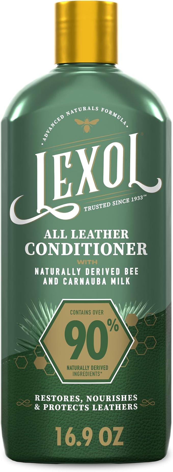 All Leather Conditioner, Naturally Derived Leather Conditioner with Bee and Carnauba Milk, Great for Car Interiors, Boots, Furniture, Bags, Jackets and More, 16.9 fl oz