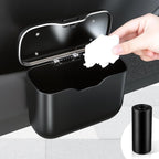 Car Trash Can, Car Garbage Bin with Lid & Handle - Leak-Proof Mini Trash Can for Car, Truck, SUV - Essential Car Accessories for Organization (Black)