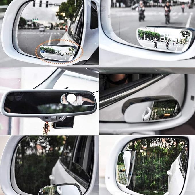 x Blind Spot Mirror, 3.4'' Framed Rectangular HD Glass Convex Adjustable Wide Angle Rear View Mirror,Universal For Car SUVs Truck Motorcycle (2pcs)