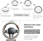 White Rabbit Mushroom Steering Wheel Cover Auto Jacquard Steering Wheel Protector, Anti-Slip, Breathable, Absorbing Sweat, Universal Mushroom Car Accessories 14.5–15 inch,Fit for Most Car, Trucks, SUV