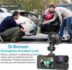 WiFi 1080P 3 Channel Dash Camera for Car Front and Inside Dashcam Car Security Video Recorder,170°Wide Angle Vehicle Cam,WDR,G-Sensor,Loop Recording,Night Vision (WiFi 3Channel Dash Cam With 32G Card)
