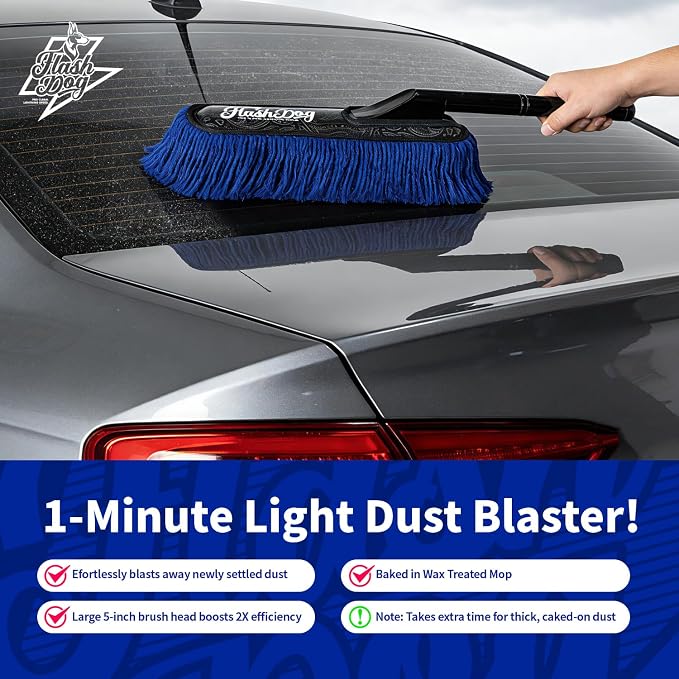 Car Duster Exterior - 25" Wood Handle Wax Cotton Hair Scratch Free Cleaning for Cars/SUV/Truck/RV Roofs & Windshields | Waterless Dust & Pollen Remover | Wax Cotton Hair Scratch Free Cleaning for Cars/SUV/Truck/RV Roofs & Windshields | Waterl...