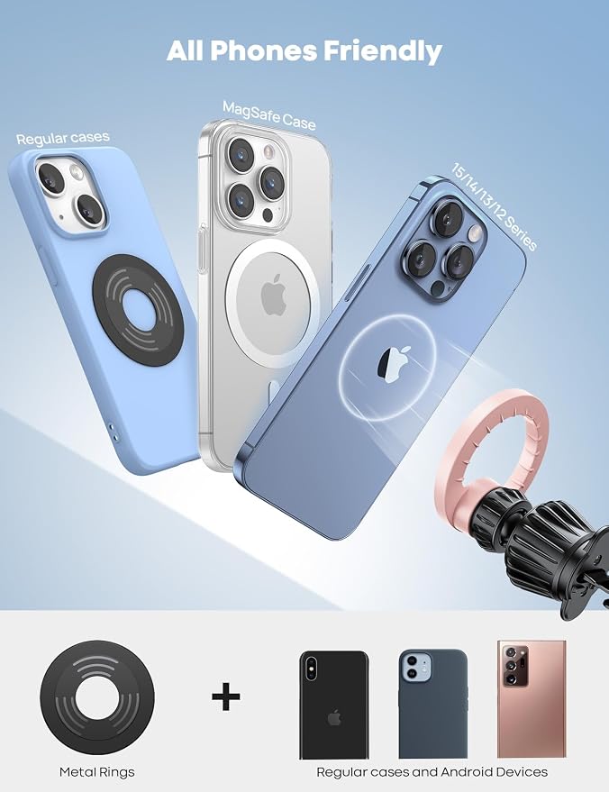 for MagSafe Car Mount - [20 Super Magnets] Magnetic Phone Holders for Your Car, Air Vent Phone Holder Car, HandsFree Cell Phone Holder Mount Accessories for Women Men fit iPhone 17 Pro Pink