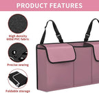 Car Trunk Organizer, Backseat Hanging Large Storage with Adjustable Straps,Waterproof PVC Collapsible Cargo Bag, Car Interior Accessories for Auto SUV MPV (Pink)