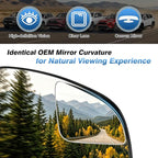 Convex Stick On Blind Spot Mirrors for Toyota RAV4 2013-2025 Corolla Cross 4Runner Tacoma Highlander - Custom Fitted Side Mirror Upgrade for Wider View & Driving Security - (Left & Right)