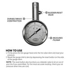 20459 Tire Pressure Gauge, Dial, Analogue, Brass Tire Gauge (5-60 psi)