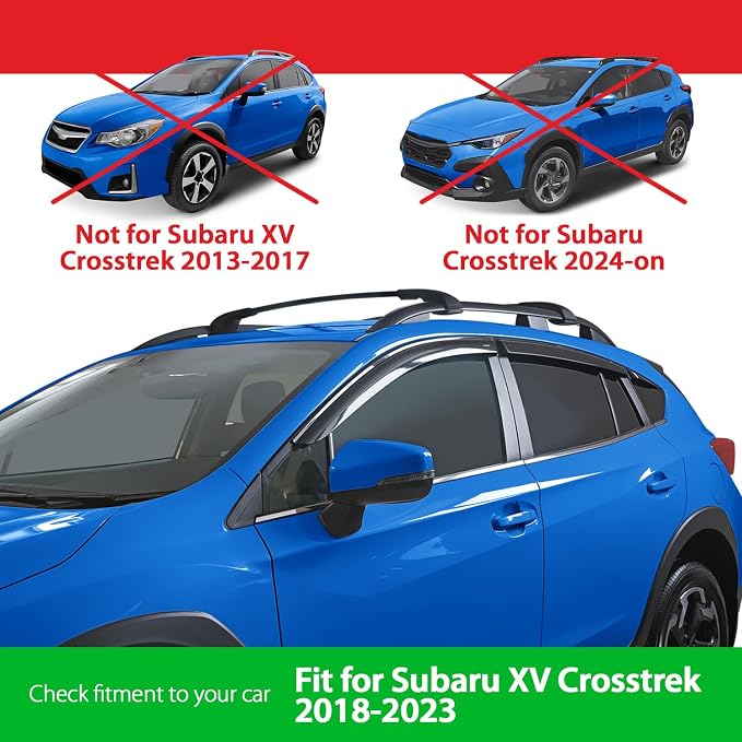 Goodyear Shatterproof Window Deflectors for Subaru XV Crosstrek 2018-2023, Tape-on Rain Guards, Window Visors, Vent Deflector Visor, Car Accessories, 6 pcs. - GY008880