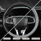 Customized Auto Car Steering Wheel Cover for Honda Accord Civic CR-V HR-V Pilot Fit Passport Odyssey 14.5-15inch(Black+Gray-Standard Size)