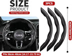 Universal Steering Wheel Cover,Carbon Fiber,3pcs Set(Black) | Clip-On Segmented Fit;Carbon Fiber Look;Fits Most 14-16 in Round or D-Shaped Wheels;Easy Wipe Clean;Non Slip;4 Colors
