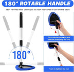 10 Pcs Windshield Cleaner Tool Car Window Cleaning Supplies with Extendable Handle Include 6 Washable Microfiber Bonnets 2 Empty 60ml Spray Bottle Glass Wiper Kit(Royal Blue)