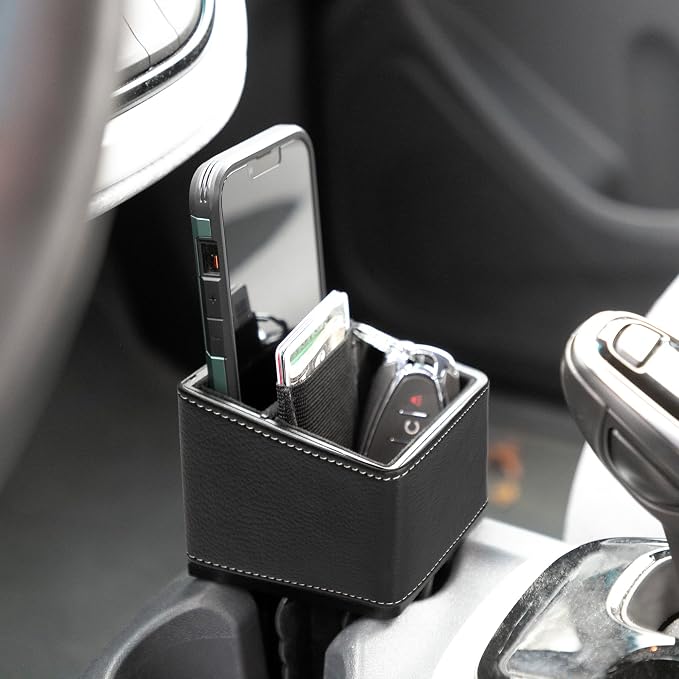 Car Phone Holder & Key Storage Expander for Cupholder - Universal Size Phone Mount for Car - Elegant Design with Easy Installation - Effortless Charging Cell Phone Holder for Car