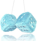 Fuzzy Plush Dice for Car Mirror, Pair of Retro 3” Light Blue Dice with White Dots for Car Interior Hanging Ornament Decoration (Blue)