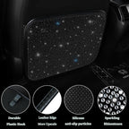 Sparkling Diamond Car Kick Mats Back Seat Protector |Cute Kick Mats Protect from Dirt Mud | Seat Back Protector with Bling Crystal Rhinestone Car Interior Decor Accessories Black 2Pcs