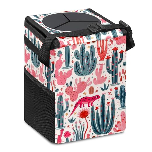 Car Trash Can – Lightweight and Portable with Durable Water-Resistant Coating, No Installation Required, Practical and Ample Capacity,Car Accessories Interior Car Organizer. Cactus