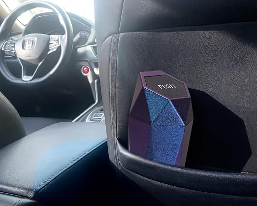Car Trash Can with Lid, 2 Pack Mini Car Trash Can Cup Holder, Cars Garbage Can Car Accessories for Interior, Leakproof Car Trash Bin, Multipurpose Trash Can for Cars, Home (Iridescent Blue)