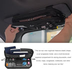 Molle Car Sun Visor Organizer, Multi-Pocket Zippered Visor Pouch with Tactical Panel & Glasses Clip, Sunshade Tactical Gear Storage Organizer for Trucks SUVs Patrol Cars