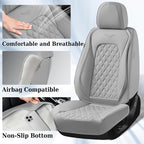 Coverado Full Set Car Seat Covers, Luxury Faux Leather Waterproof Seat Covers, Gray Car Seat Protectors, Universal Fit, Leather Seat Cushions for Cars-Gray