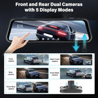Rear View Mirror Camera, Mirror Dash Cam for Car 1080P Front & Rear Mirror Cameras 9.66 Inch HD IPS Full Touch Screen 64G Card Night Vision Motion Detection Loop Recording 24H Parking Monitor