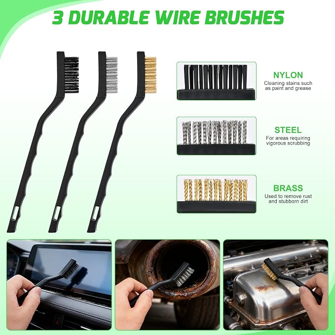 15PCS Car Detailing Kit Auto Cleaning Tools Wash Set with Storage Carry Bag Beginners Easy to Use for Interior Exterior Car Care Clean Windshield Dashboard Seat Air Vents Wheels Tires, Green