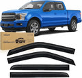 Tape-On Rain Guards for Ford F-150 SuperCrew Cab 2015–2020 (Black Window Trim Only, Not for Chrome Trim/Lariat/Limited), Window Visors Vent Wind Deflectors-4PCS