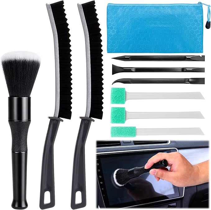 Car Detailing Kit Interior,Car Cleaning Interior Cleaner Brush Kit Tool,Car Care Detail & Clean Supplies Accessories Kits,Suitable for Auto,SUV,Truck,Sedan,Dashboard,Panel,10 Pcs Tools Sets