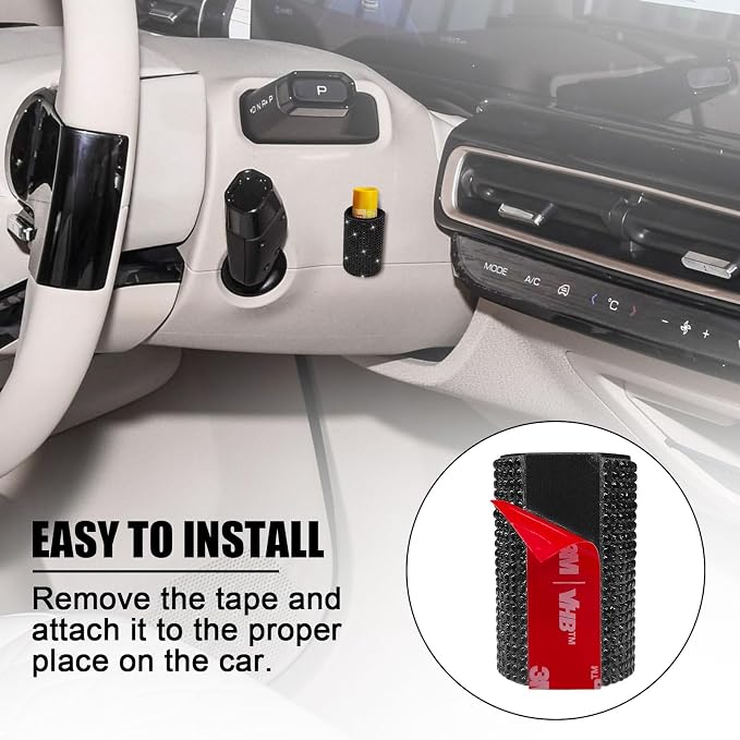 Upright Car Chapstick Holder, Bling Insulating Lip Balm Holder,Rhinestone Car Accessories for Women Interior,Suitable for Most Vehicles. (Black)