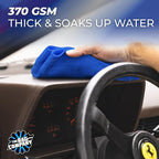 Standard Waffle Weave Microfiber Towels (2-Pack) Detailing, Window, Glass and Drying, Wax & Polish, Lint-Free, Streak-Free, 370gsm, 16in x 24in, Royal Blue