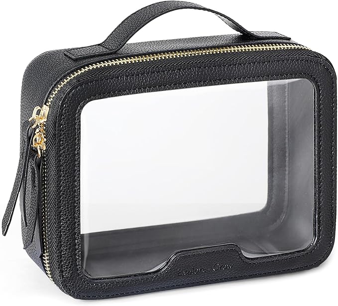 Clear Makeup Bag - TSA Approved Toiletry Bag for Carry-on & Checked Luggage, Water Resistant Car Storage Organizer with Reinforced Seams