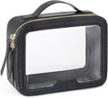 Clear Makeup Bag - TSA Approved Toiletry Bag for Carry-on & Checked Luggage, Water Resistant Car Storage Organizer with Reinforced Seams