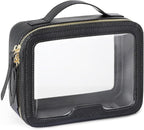 Clear Makeup Bag - TSA Approved Toiletry Bag for Carry-on & Checked Luggage, Water Resistant Car Storage Organizer with Reinforced Seams