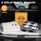 12V Electric Throw Blanket for Car – Soft Faux Fur & Cozy Sherpa with 2 Output USB Ports (1A +1 C) 4 Heating Levels & 4 Hours Auto Off, Machine Washable, 59" X 43", Beige