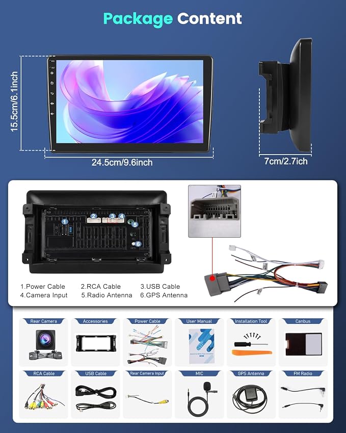 Car Radio Stereo for Jeep Wrangler JK 2007-2018 Compass Grand Cherokee Dodge Ram with Carplay/Android Auto Upgrade 4GB+64GB