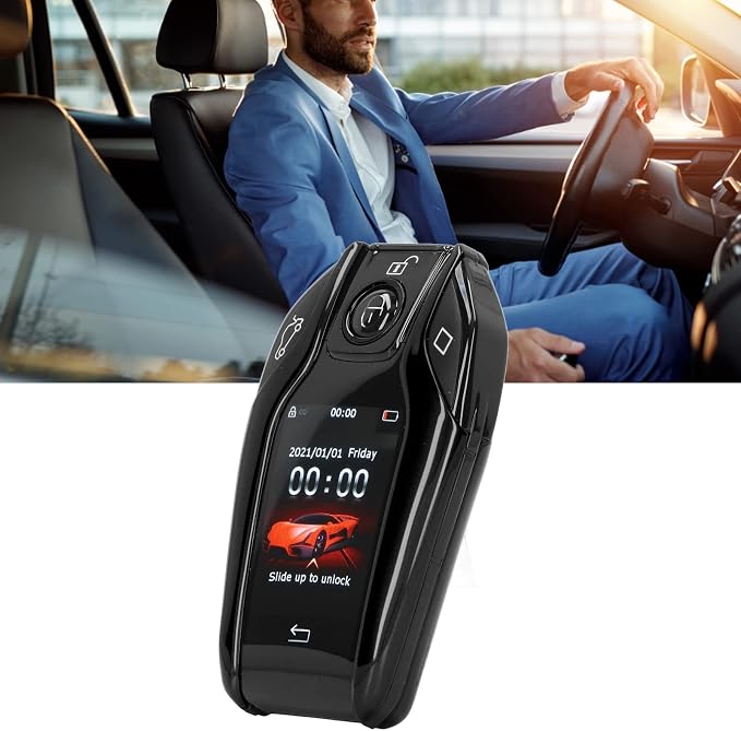LCD Key fob LCD Key for All Cars Keyless Entry and Remote Control Universal TK800+ LCD Touch Sn Smart Key Remote Keyless Entry for All Start Stop Engine Button Red (Black)