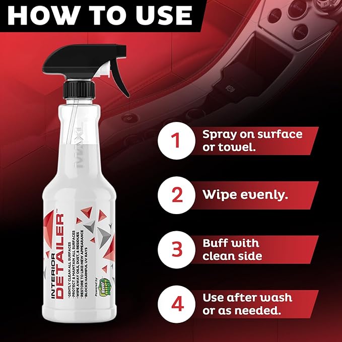 Interior Car Cleaner Detailer Spray, NeverDust® Technology, 4 x 20 oz | Repels Dust, Wipes Oil, Residue with Matte Finish for Leather, Dash, Trim & Screens, Safe on All Surfaces