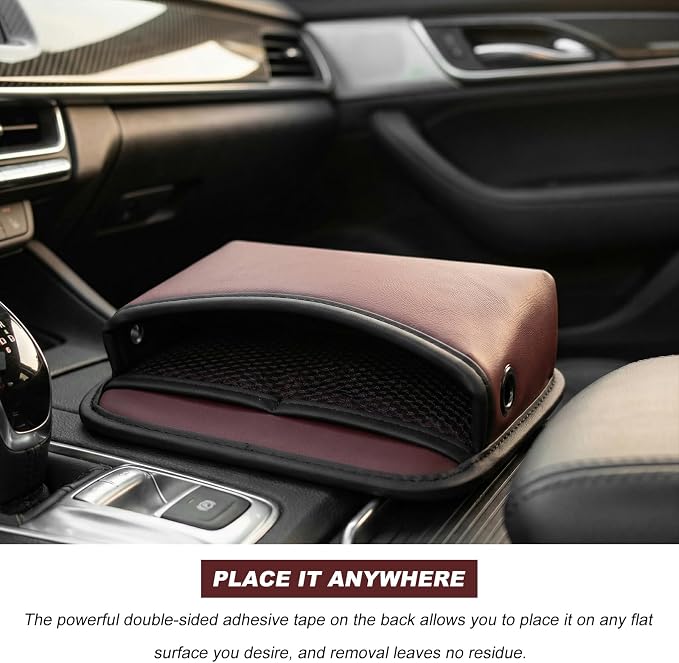 Car Seat Side Pocket Organizer, Multifunctional Leather Console Side Storage Pouch with Card Holder, Waterproof Phone & Sunglasses Pocket Bag for Car Door Seat Console (Red)