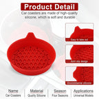 Car Cup Holder Coaster, Silicone Cup Holder Insert, Universal Non-Slip Cup Holders, Car Accessories Interior for Women and Man 4 Pack Red