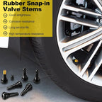100 Pieces TR413 Valve Stems Tubeless Bulk Rubber Snap-in Valve Stems for 0.453 Inch Rim Holes, Black Standard Length Replacement Tool for Car Tubeless Replacement