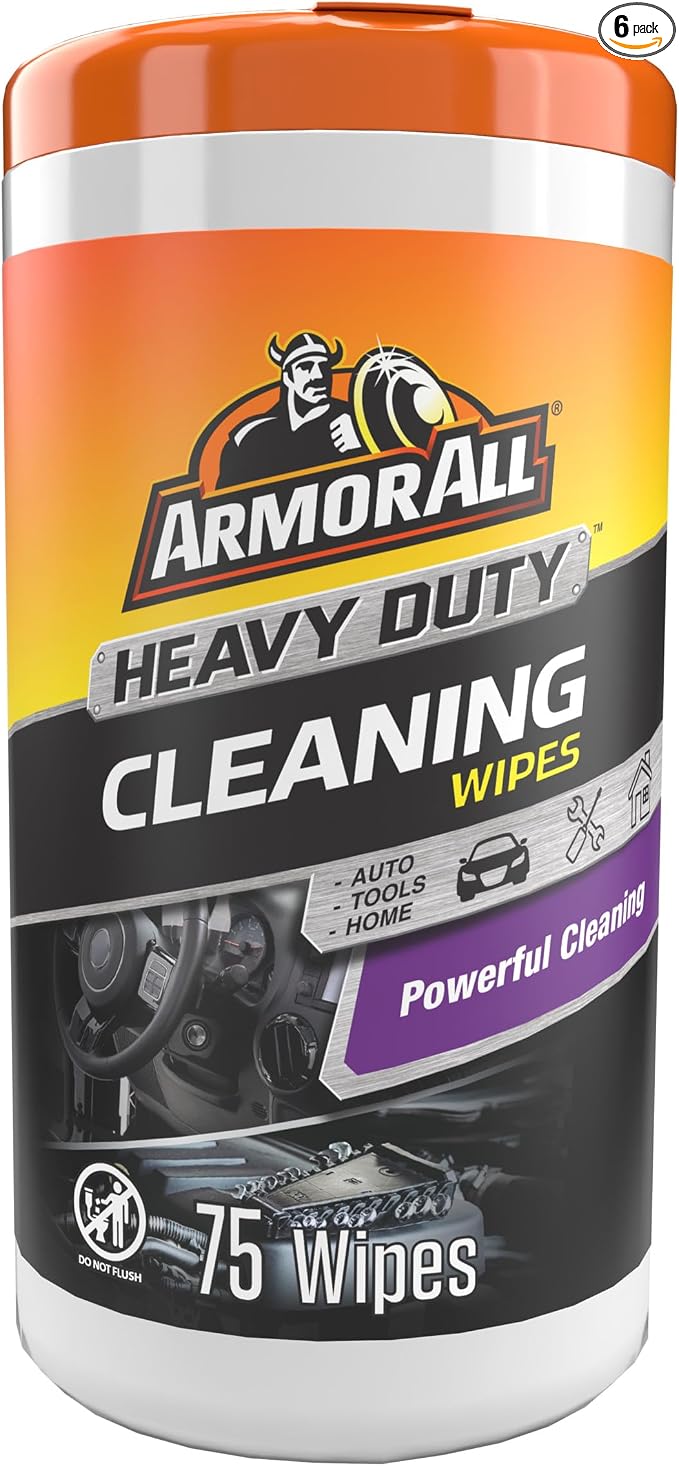 Heavy Duty Cleaning Wipes, Disposable Car Wipes, 75 Count (Pack of 6)