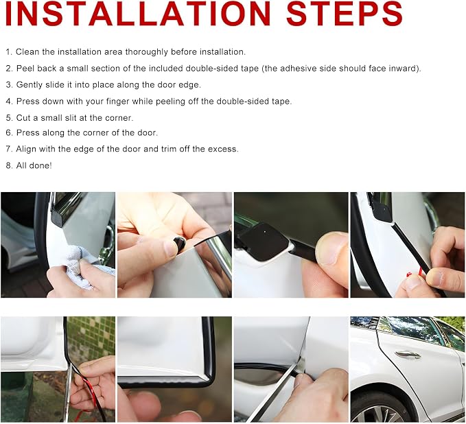 Clear Car Door Edge Guards, 16Ft U Shape Auto Door Edge Trim Anti-Collision Protective Strip, Self-Adhesive Doors Edges Guard Seal Protector for Most Vehicles, Car Accessories