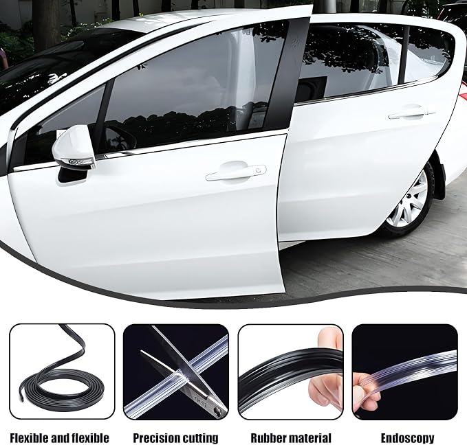 Car Door Edge Guard, 16.4Ft (5M) U Shape Rubber Seal Edge Trim Vehicle Door Protector, Anti-Collision Automotive Protection Door Edge Guard Trim, Universal Car Accessories (White)