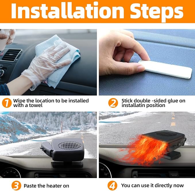 Car Heater, 12V 200W Powerful Portable Defroster Defogger, 2026 New Upgrade 2-in-1 Heater and Cool Fan with 360° Rotation, Plug into Cigarette Lighter