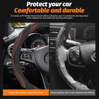 15 Inch Car Leather Steering Wheel Cover, Automotive Accessories Elastic Breathable Anti-Slip Soft Wheel Protector Fits Men and Women, Suitable for SUVs, Trucks, Vehicles and RVs (Coffee)
