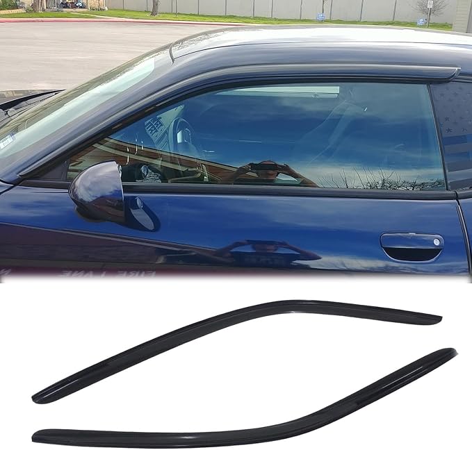 92010 Sunproof Waterproof Side Window Wind Deflector Window Visor fit for 2008-2023 Dodge Challenger, 2pcs Protective Replacements Rain Guards Set