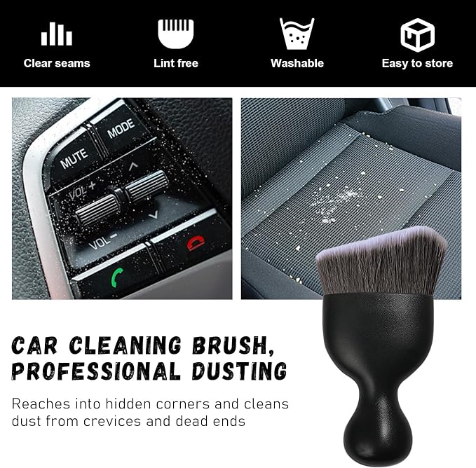Car Detailing Brush, Curved Soft Bristles Auto Removal Dust Collectors, Universal Vehicle Dashboard, Air Conditioner Vents etc Interior Cleaning Tool Accessories (Brown/White)
