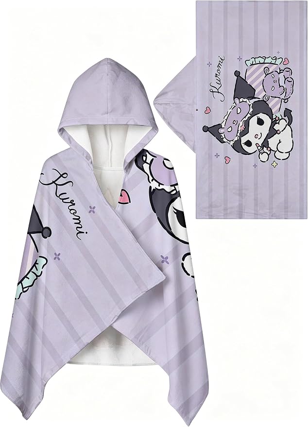 Kurom Printed Soft Cotton Terry Hooded Towel Wrap, Bath Pool Beach Wearable Towel for All Ages, 28 in x 55 in