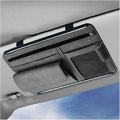 Sun Walker Car Sun Visor Organizer, Suede Leather Visor Storage Pouch Holder with Net Zipper, Multi-Pocket Vehicle Sunshade Organizer for Eyeglasses Card License Registration (Gray)