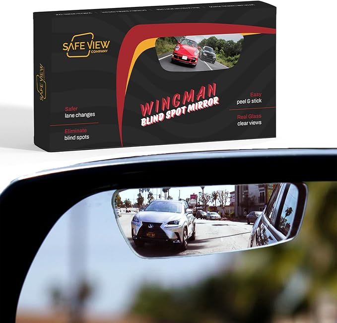 Safe View Wingman Blind Spot Mirrors – See More, Drive Safer – Real Convex Glass, Wide Angle Vision, Easy Peel & Stick, Durable Weatherproof Design