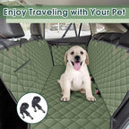 Waterproof Dog Car Seat Cover for Back Seat - Durable, Scratch Proof Pet Hammock with Nonslip Design & Storage Pockets, Fits Cars, SUVs, Trucks- S, Green