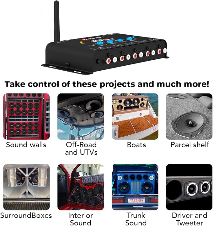 Pro 2.4 BT Bluetooth DSP Crossover Full, Digital Signal Processor, Car Audio Equalizer with App, Gain up to 9V, 15 Band Graphic Equalization, 12 preset EQ, 2 in and 4 Out, High Level Input